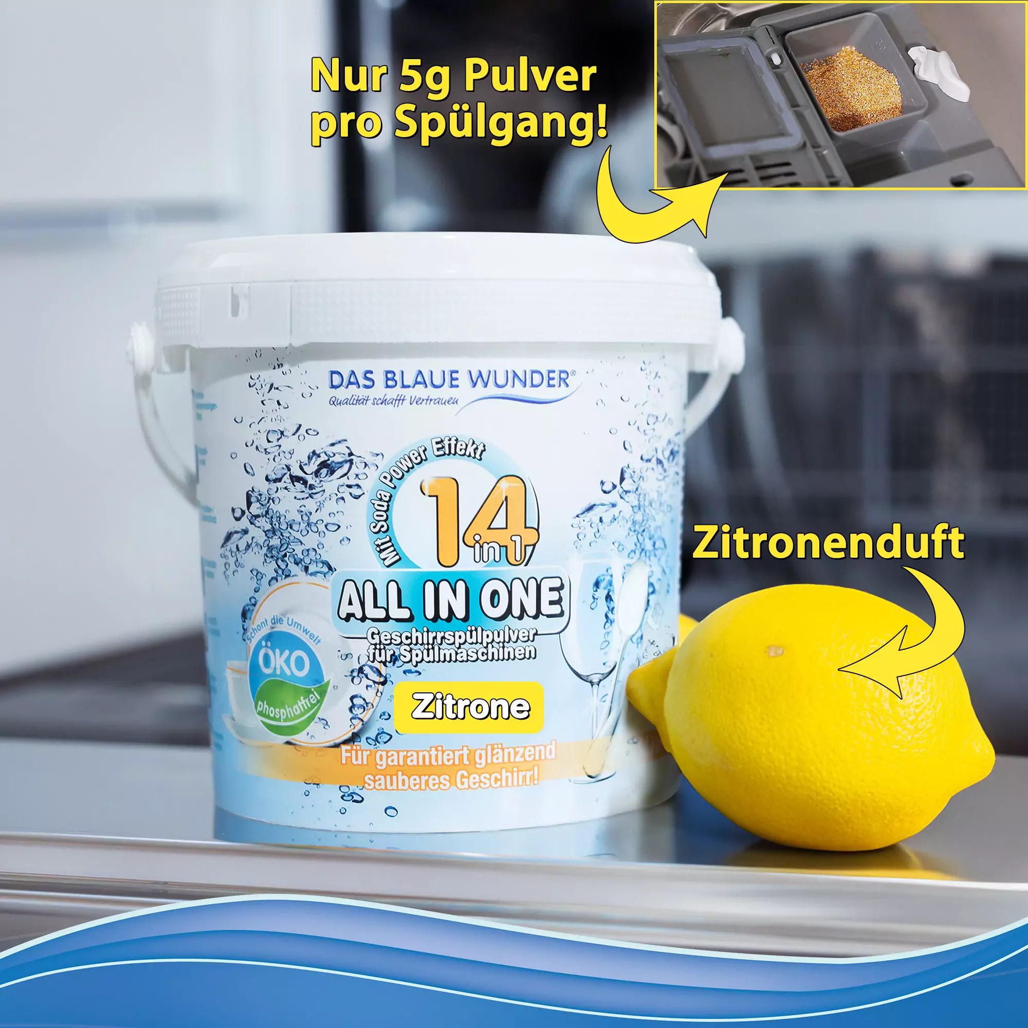 All in One 14in1 Geschirrspülpulver phosphatfrei – Bild 3